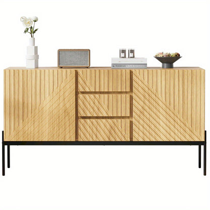 Dressoir – Sideboard – Ladekast – Opbergkast – Commode – Modern Design – Stevige Metalen Poten – Compact Met 2 Deuren en 3 Lades