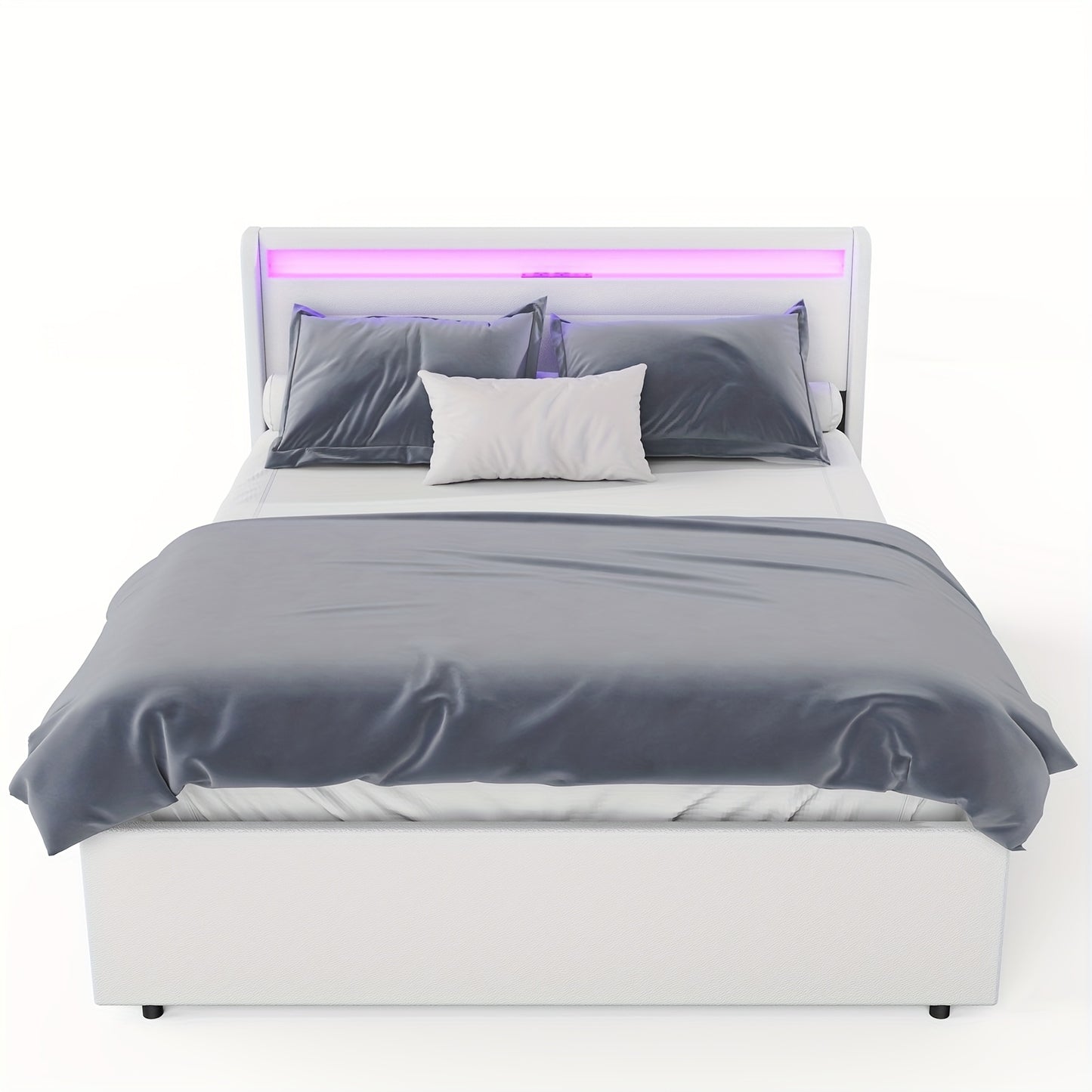 Bedframe – Tweepersoonsbed – Opbergbed – Gestoffeerd Bed – Led Bed – 140x200 cm – Met 4 Lades – USB RGB Verlichting