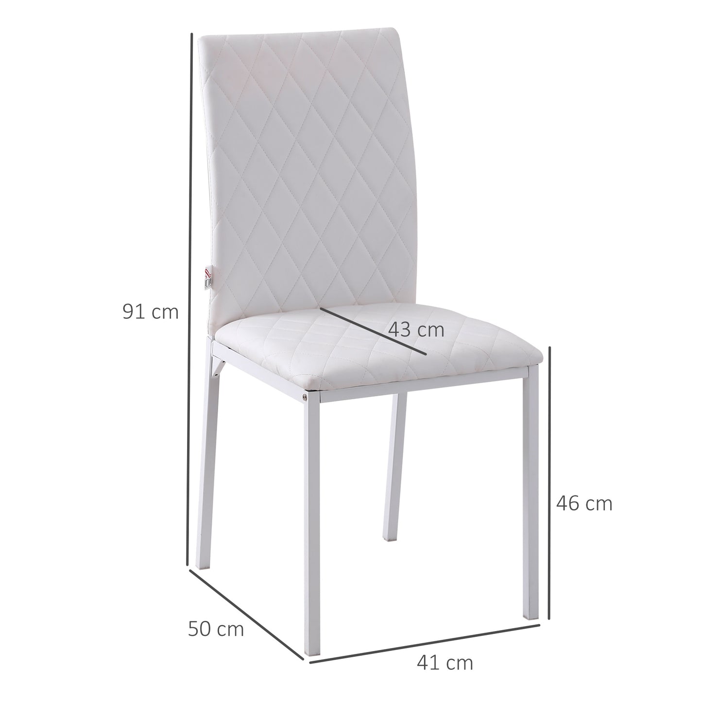 Eetkamerstoel – Keukenstoel – Stoel Met Rugleuning – Kunstleren Stoel – Metalen Poot Stoel – Set Van 4 – Comfortabele Rugleuning – Vlekbestendig Kunstleer