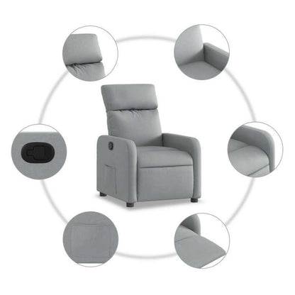 Loungebank – Fauteuil – Lounge Stoel – Relaxstoel – Zitzak – Lichtgrijs – Stevig MDF Frame – Handmatig Verstelbare Rugleuning