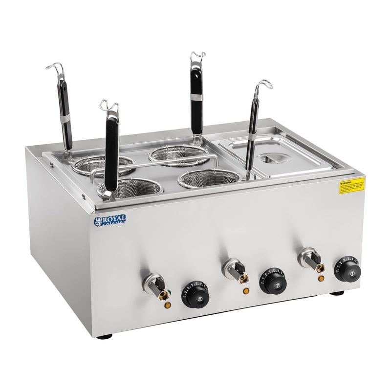 Pastakoker – Macaroni Koker – Dumpling Koker – Multikoker – Pasta Boiler – Roestvrij Staal – 3 Compartimenten Met Aftapkraan
