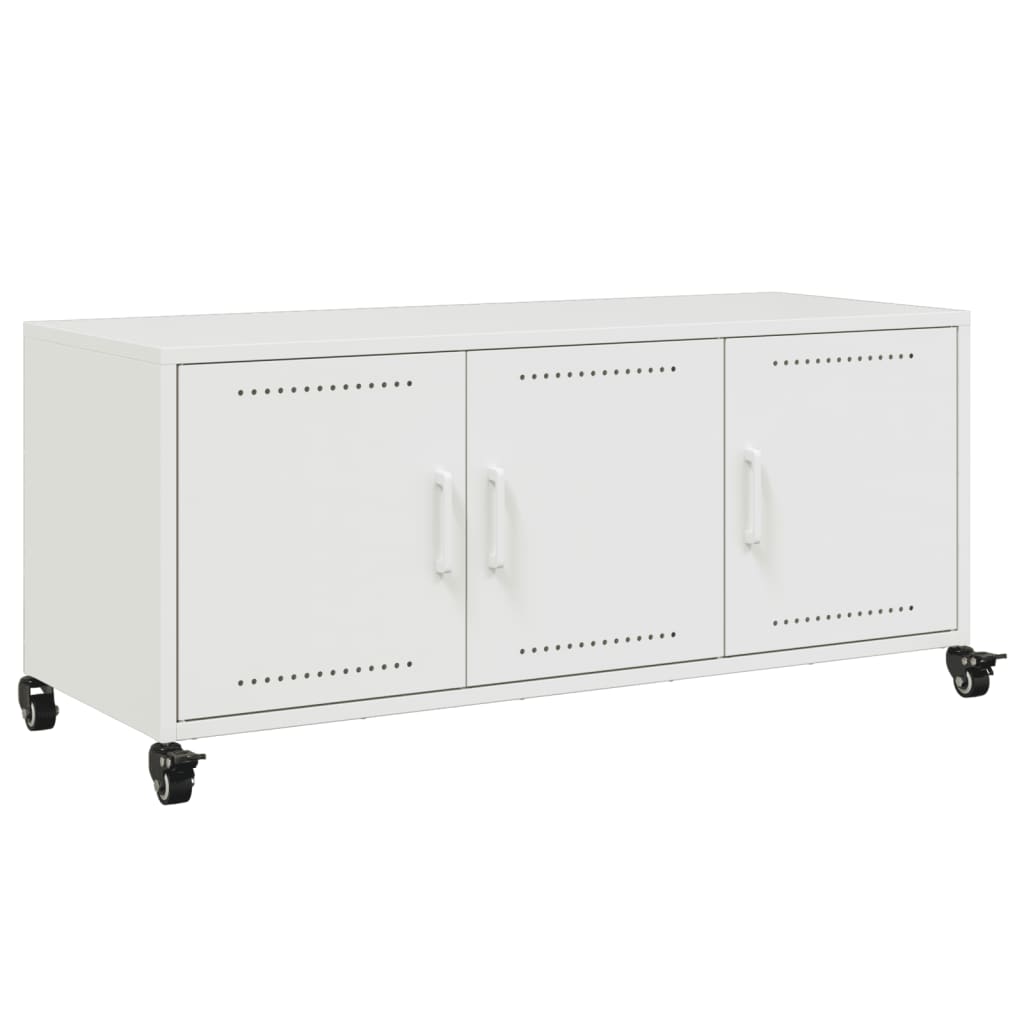 Tv Meubel – Tv Kast – Tv Meubels – Media Kast – Dressoir – Wit – Koudgewalst Staal – 100,5x39x43,5 cm