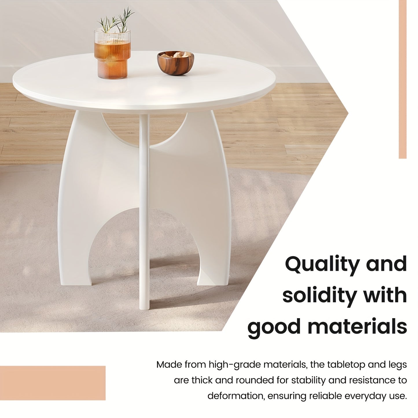 Witte Ronde Salontafel – Bijzettafel – Koffietafel – Tafel – Decoratietafel – Modern Minimalistisch Design – Unieke Sculpturale Poten – Compact Ruimtebesparend – Eenvoudige Montage