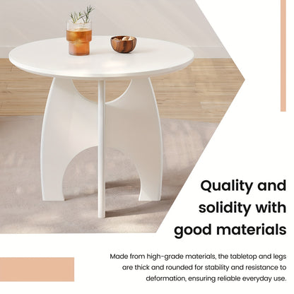 Witte Ronde Salontafel – Bijzettafel – Koffietafel – Tafel – Decoratietafel – Modern Minimalistisch Design – Unieke Sculpturale Poten – Compact Ruimtebesparend – Eenvoudige Montage