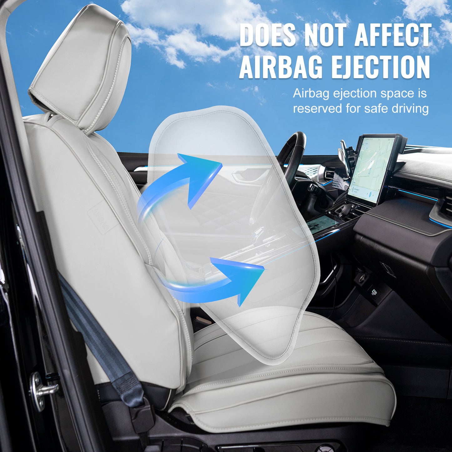 Universele Autostoelhoezen – Zittinghoezen – Stoelhoezen – Beschermhoezen – Autostoelbekleding – Grijs Kunstleer – Airbag Compatibel – Ademend & Waterafstotend