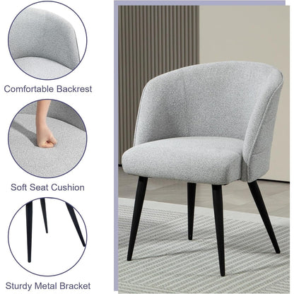 Bezoekersstoelen – Stoel – Eetkamerstoel – Vergaderstoel – Tufted Stoel – Set van 4 Grijze Stoelen – Metalen Poten – Comfortabele Rugleuning