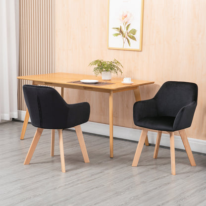 Eetkamerstoel – Keukenstoel – Stoel – Kuipstoel – Zwarte Velours Bekleding – Rubberwood Frame 54x57x80 cm