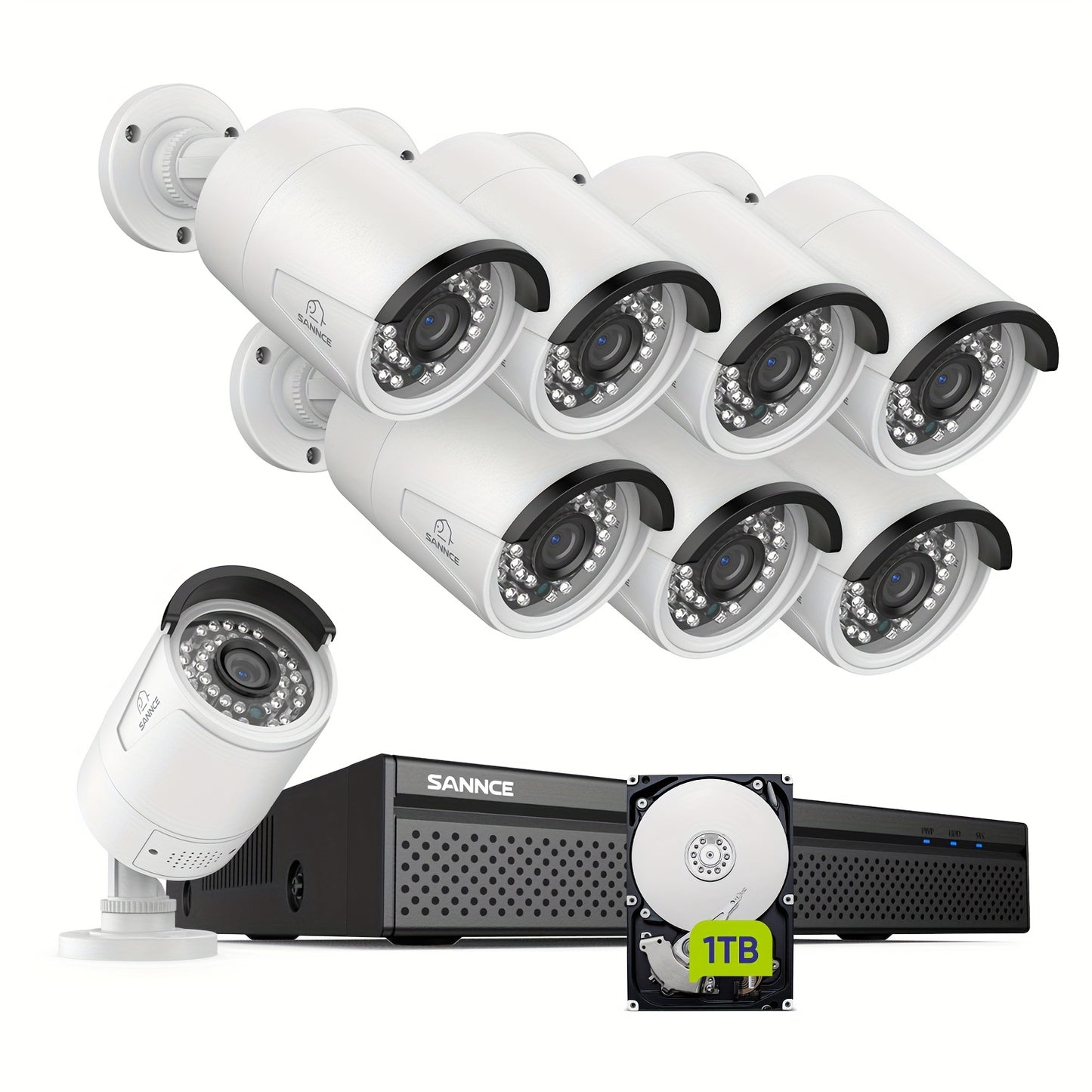 Bewakingscamera Set – Beveiligingscamera Set – Camerabewaking – Surveillance Systeem – CCTV Set – 8 PoE Camera’s – 3MP Resolutie – AI Personen- en Voertuigdetectie – 1TB Opslag – Twee-weg Audio