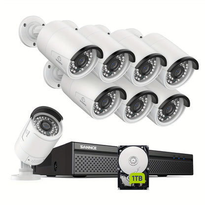 Bewakingscamera Set – Beveiligingscamera Set – Camerabewaking – Surveillance Systeem – CCTV Set – 8 PoE Camera’s – 3MP Resolutie – AI Personen- en Voertuigdetectie – 1TB Opslag – Twee-weg Audio