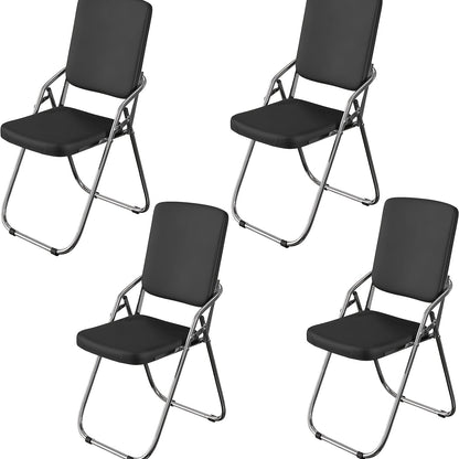 Opvouwbare stoel – inklapstoel – klapstoel – kampeerstoel – vouwstoel – Set van 4 – Stalen frame & PU-kunstleer – Ergonomische rugleuning met armleuningen