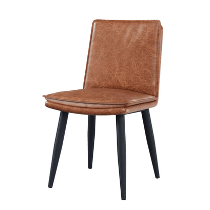 Eetkamerstoel – Stoel – Stoelset – Zitstoel – Cafestoel – Set Van 2 Grijze PU Stoelen – Dubbele Laag Kussen – Metaal Frame