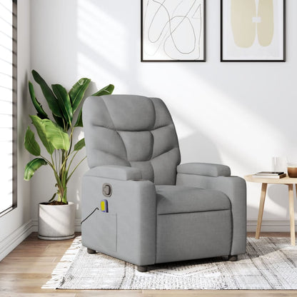 Massagestoel – Massagefauteuil – Relaxfauteuil – Relaxstoel – Ergonomische Stoel – Lichtgrijze Stof – Handmatige Verstelbare Rugleuning Tot 135 Graden