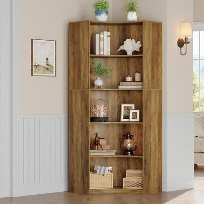 Hoekboekenkast – Hoekrek – Boekenkast – Opbergkast – Plankenkast – 6 Niveaus – Stevige Brede Basis – MDF Met Waterbestendige Afwerking