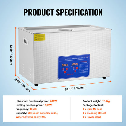Ultrasone Reiniger TH-100A – Ultrasoon Schoonmaakapparaat – Ultrasoon Sieradenreiniger – Ultrasoon Vaatje – Ultrasoon Wasbak – 30 Liter Inhoud – Roestvrij Staal