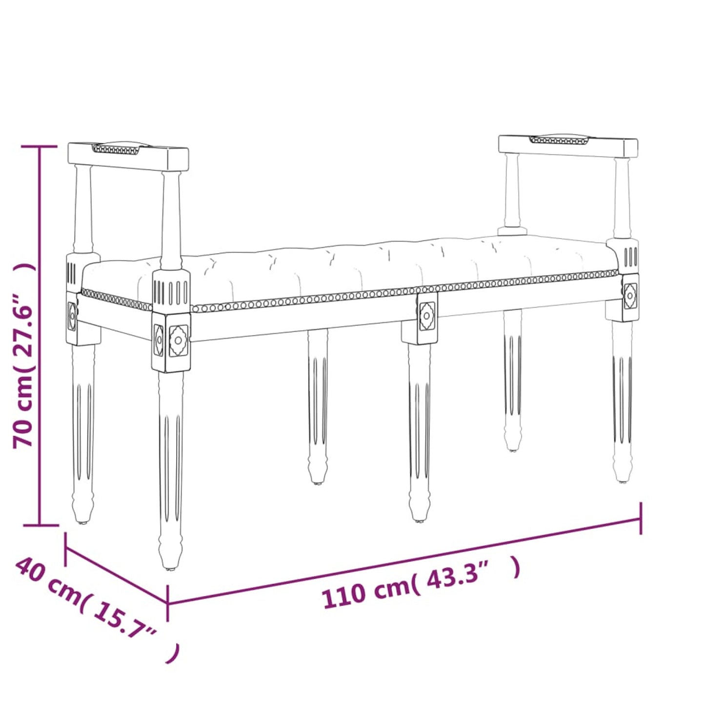Bankje – Zitbank – Halbank – Opbergbank – Donkergrijs Velours – 110x40x70 cm – Comfortabel & Stijlvol