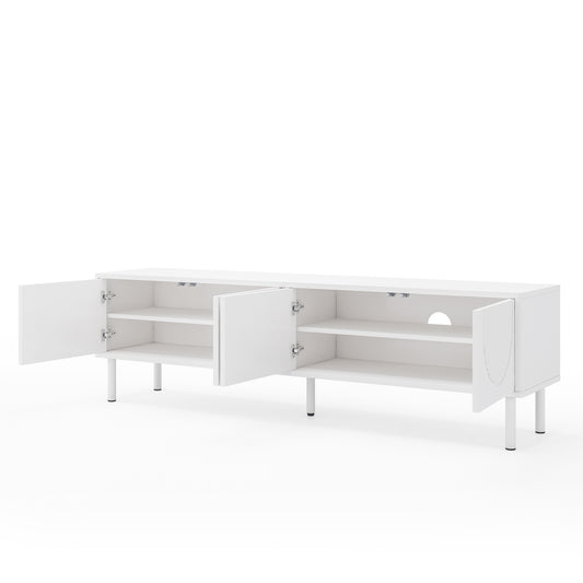 TV-Meubel – Lowboard – TV-Kast – Mediameubel – Opbergmeubel – Mat Wit – 4 Deuren – Kabelmanagement – 180x40x52 cm