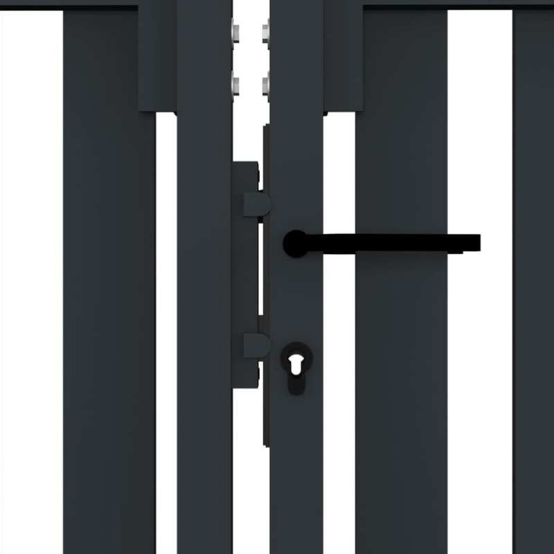 Dubbele Poort – Tuinpoort – Vleugelpoort – Stalen Poort – Veiligheidshek – Antraciet – 306 x 175 cm – Duurzaam Staal