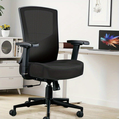 Heavy-Duty Ergonomic Office Chair - High Back Mesh Backrest with Adjustable Height, 2D Lumbar Support & 105° Recline, Swivel Computer Desk Chair, for Home Office, Call Center, Gaming - Supports Up to 200kg/440lbs, Sturdy Whe