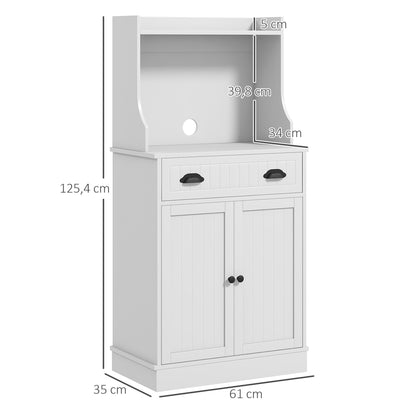 Magnetronkast – Keukenkast – Opbergkast – Kast Met Lade – Keukenmeubel – Verstelbare Planken – Waterafstotend MDF – Wit – Compact Formaat – Anti-Kantel Veilig