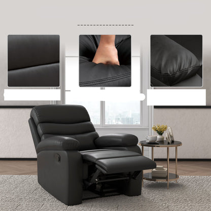 Relaxfauteuil – Relaxstoel – Fauteuil – Lounge Stoel – Verstelbare Rugleuning – Zwart Kunstleer