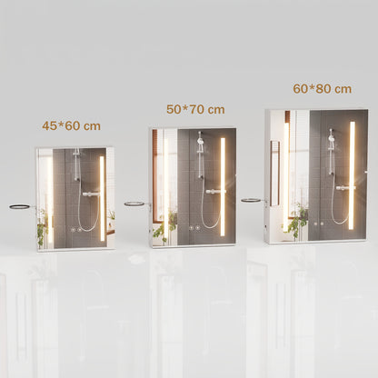 Badkamerspiegelkast – Spiegelkast – Badkamerkast – Medicijnkast – Opbergkast – Anti-Condens Spiegel – Verstelbare Planken – 45x15x60 cm – Wandmontage – Kabelvrij Design