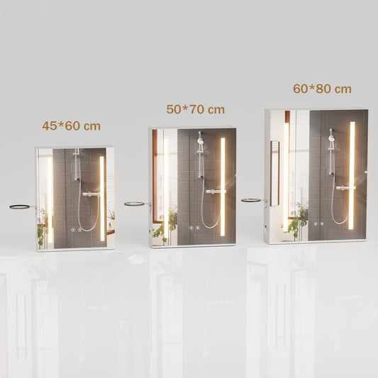 Badkamerkast – Spiegelkast – Wandkast – Opbergkast – 50x15x70 cm – Antibeschimmel Spiegel – Verstelbare Planken