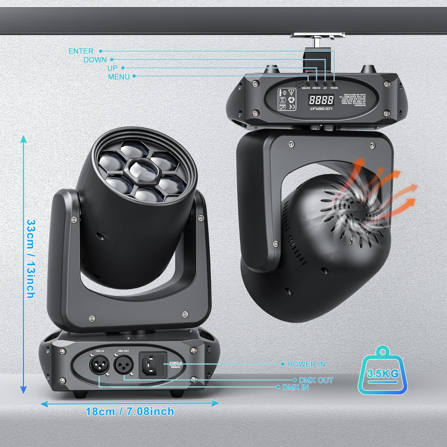 Moving Head Stage Light – Beam Light – DJ Licht – Discotheek Lamp – Theater Spot – 150W LED Vermogen – 540° X-As Rotatie
