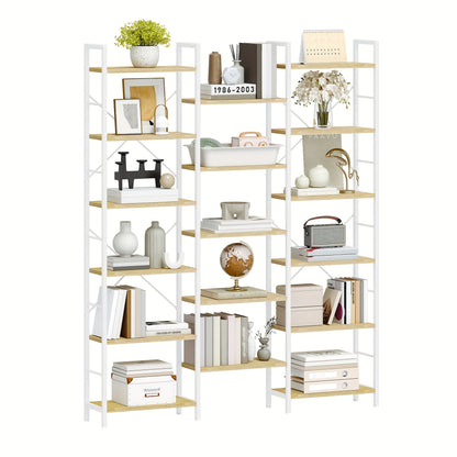 Boekenkast – Staande Plank – Wandrek – Boekenplank – Opbergkast – 17 Planken – Verstelbare Hoogte – 24x152x186 cm – Draagvermogen 340 kg - Witte Eikenkleur