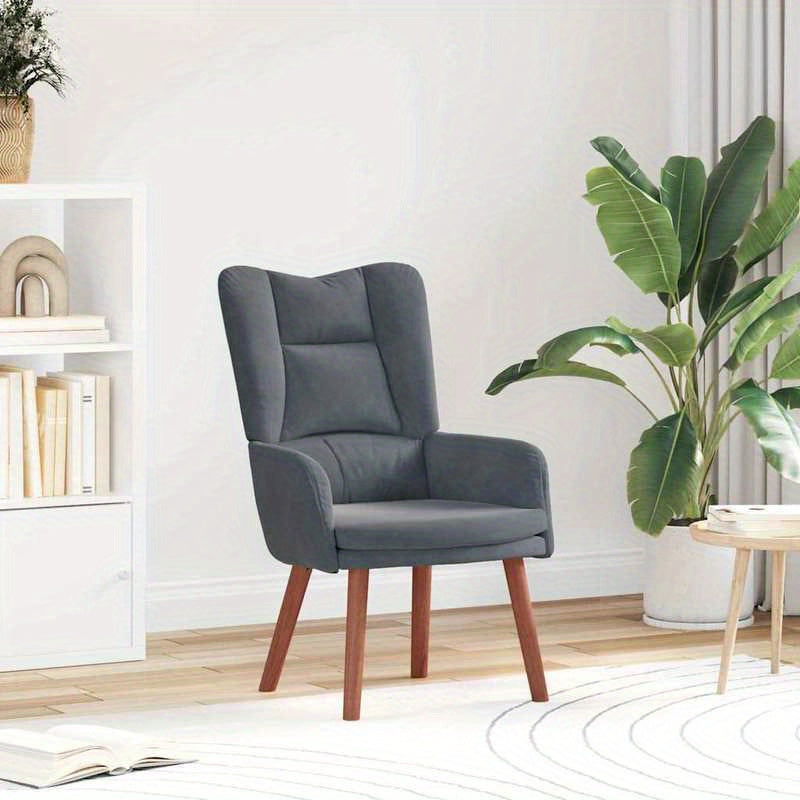 Fauteuil – Accentstoel – Relaxfauteuil – Leesstoel – Loungefauteuil – Donkergrijs Fluweel – Massief Houten Frame – Handmatige Verstelbare Rugleuning