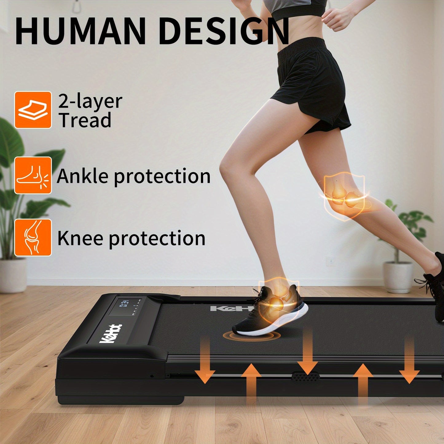 Walking & Running Treadmill with 12% 9-Level Automatic Incline | 100kg Weight Capacity | LED Display | Under-Desk Treadmill with Built-in Speaker | Compact Home Climbing Treadmill Design