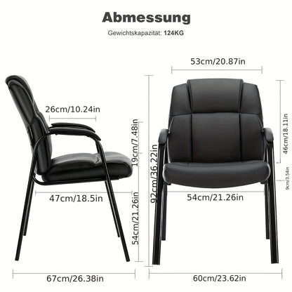 Ergonomische Bureaustoel – Kantoorstoel – Vergaderstoel – Thuiswerkstoel – Directiestoel – PU Leer – Stevige Vijfwielbasis – Comfortabele Gewatteerde Zitting – Zwart