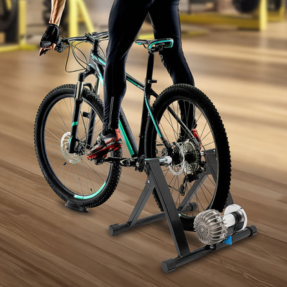Indoor Bicycle Trainer With Advanced Steel Sports Stationary Bicycle Stand, Equipped With Noise Reducing Wheels, Suitable For 66.04-73.66 cm And 700C Wheels, Suitable For Indoor Riding, Black 55.12 X 48.01 X 40.13cm