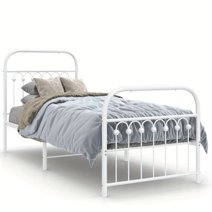 Bedframe – Bed – Eenpersoonsbed – Kinderbed – Slaapkamerbed – Met Hoofd- En Voetbord – Stevig Metaal – Compact 75x190 cm
