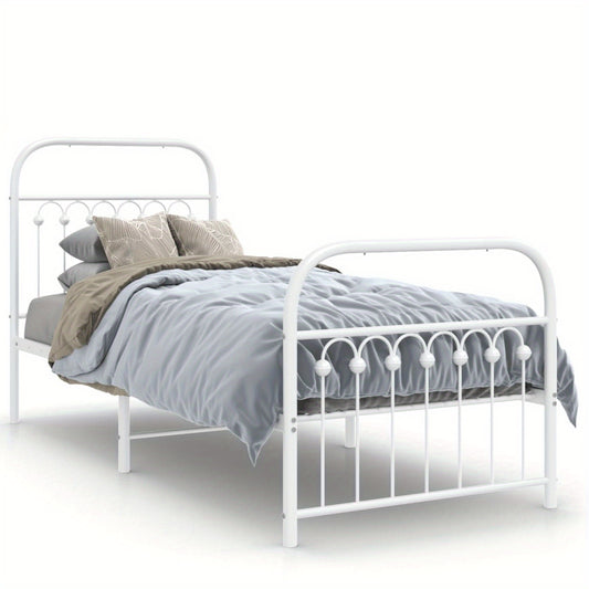Bedframe – Bed – Eenpersoonsbed – Kinderbed – Slaapkamerbed – Met Hoofd- En Voetbord – Stevig Metaal – Compact 75x190 cm