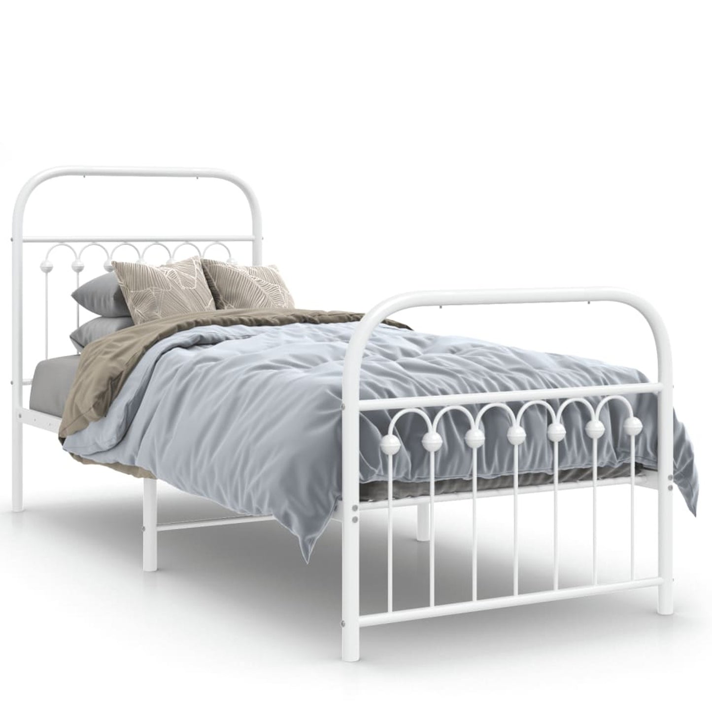 Bedframe – Bed – Eenpersoonsbed – Kinderbed – Slaapkamerbed – Met Hoofd- En Voetbord – Stevig Metaal – Compact 75x190 cm