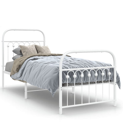 Bedframe – Bed – Eenpersoonsbed – Kinderbed – Slaapkamerbed – Met Hoofd- En Voetbord – Stevig Metaal – Compact 75x190 cm