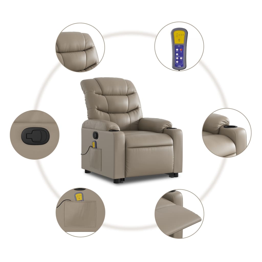 Sta-op Stoel Elektrisch – Relaxfauteuil – Verstelbare Fauteuil – Elektrische Verstelling – Sta Op Fauteuil – Trilmassage – Kunstleer Cappuccino