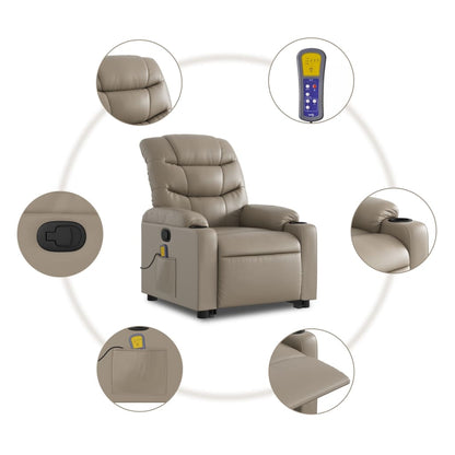Sta-op Stoel Elektrisch – Relaxfauteuil – Verstelbare Fauteuil – Elektrische Verstelling – Sta Op Fauteuil – Trilmassage – Kunstleer Cappuccino
