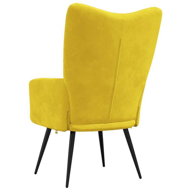 Lounge Chair – Fauteuil – Zitzak – Relaxstoel – Loungestoel – Mosterdgeel Velvet – Kunsthout Frame – Metalen Poten – Zacht Kussen – Eenvoudig Te Monteren