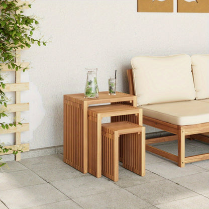 Zijdetafel – Bijzettafel – Sidetable – Nachtkastje – Salontafel – Set Van 3 – Duurzaam Teakhout – Nestbaar & Ruimtebesparend