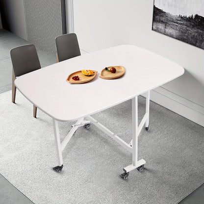 Klaptafel – Vouwtafel – Opvouwbare Tafel – Plooitafel – Bijzettafel – Drievoudig Opvouwbaar – 120x80x75 cm – Wit Met Houtnerfstructuur – Voor Binnen & Buiten Met 6 Zwenkwieltjes