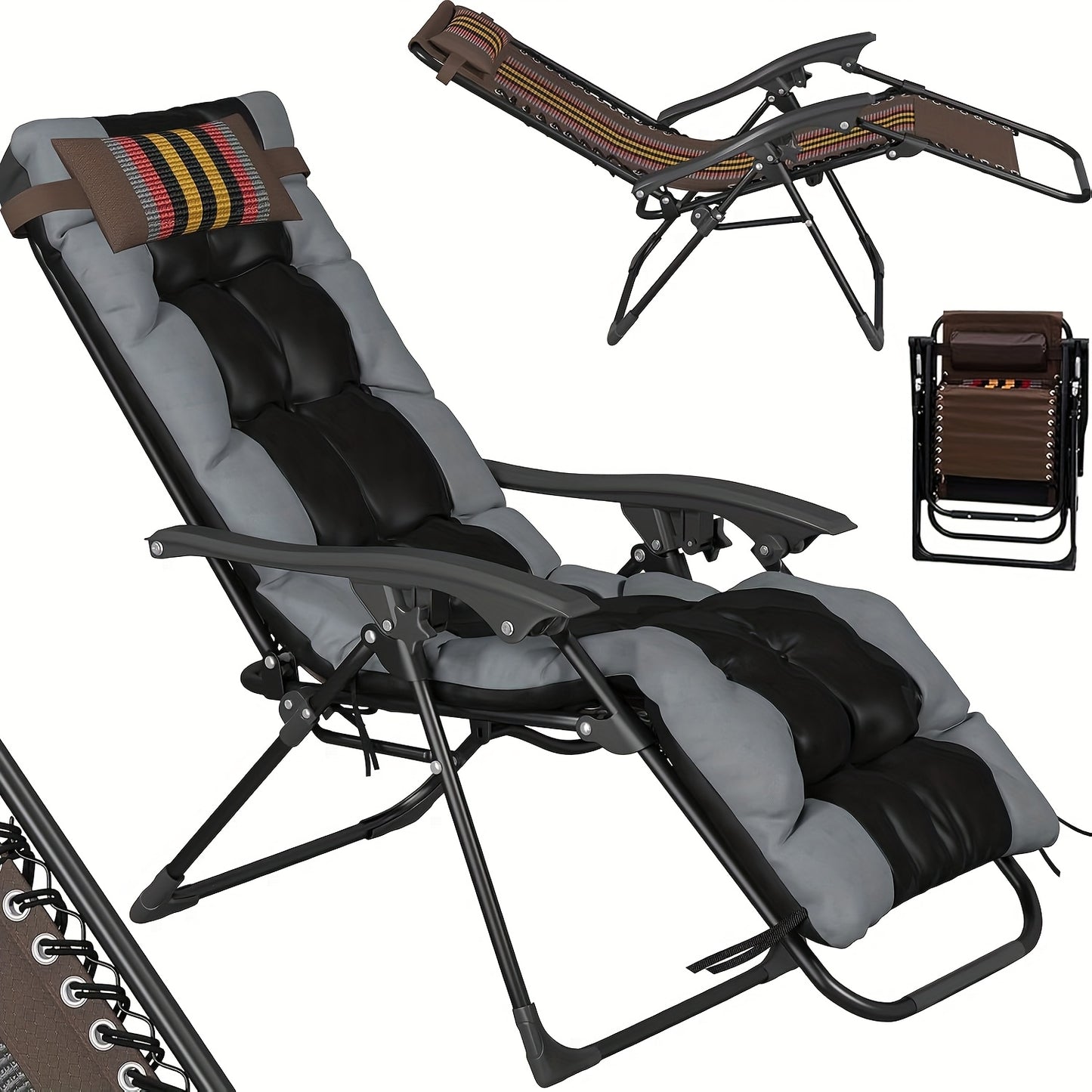 Ligstoel – Loungebed – Tuinstoel – Relaxstoel – Campingstoel – Extra Breed 72 cm – Stevig Metalen Frame