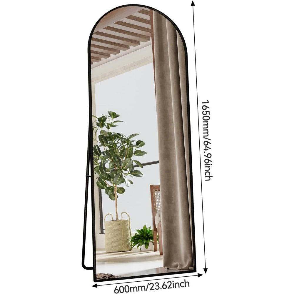 Boogspiegel – Spiegel – Wandspiegel – Full-Length Spiegel – Staande Spiegel – Zwart Aluminium Frame – Groot Formaat 180x80 cm