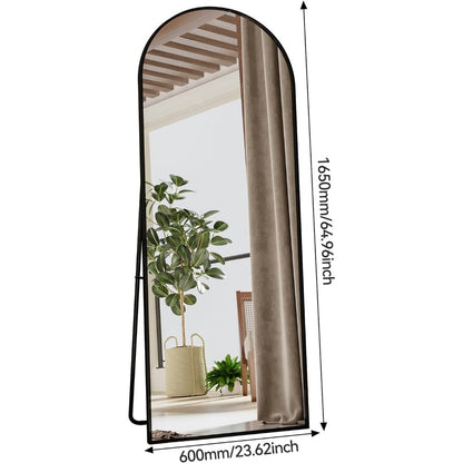Boogspiegel – Spiegel – Wandspiegel – Full-Length Spiegel – Staande Spiegel – Zwart Aluminium Frame – Groot Formaat 180x80 cm