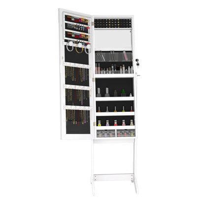 Make-up Organizer – Make-up Opberger – Make-up Box – Sieradenkasten – Beauty Organizer – Met Spiegel – Magnetische Sluiting Met Slot – 3,2+ Kubieke Voet – 68,5 cm Hoog – 2 Lades & Vakjes – Wit