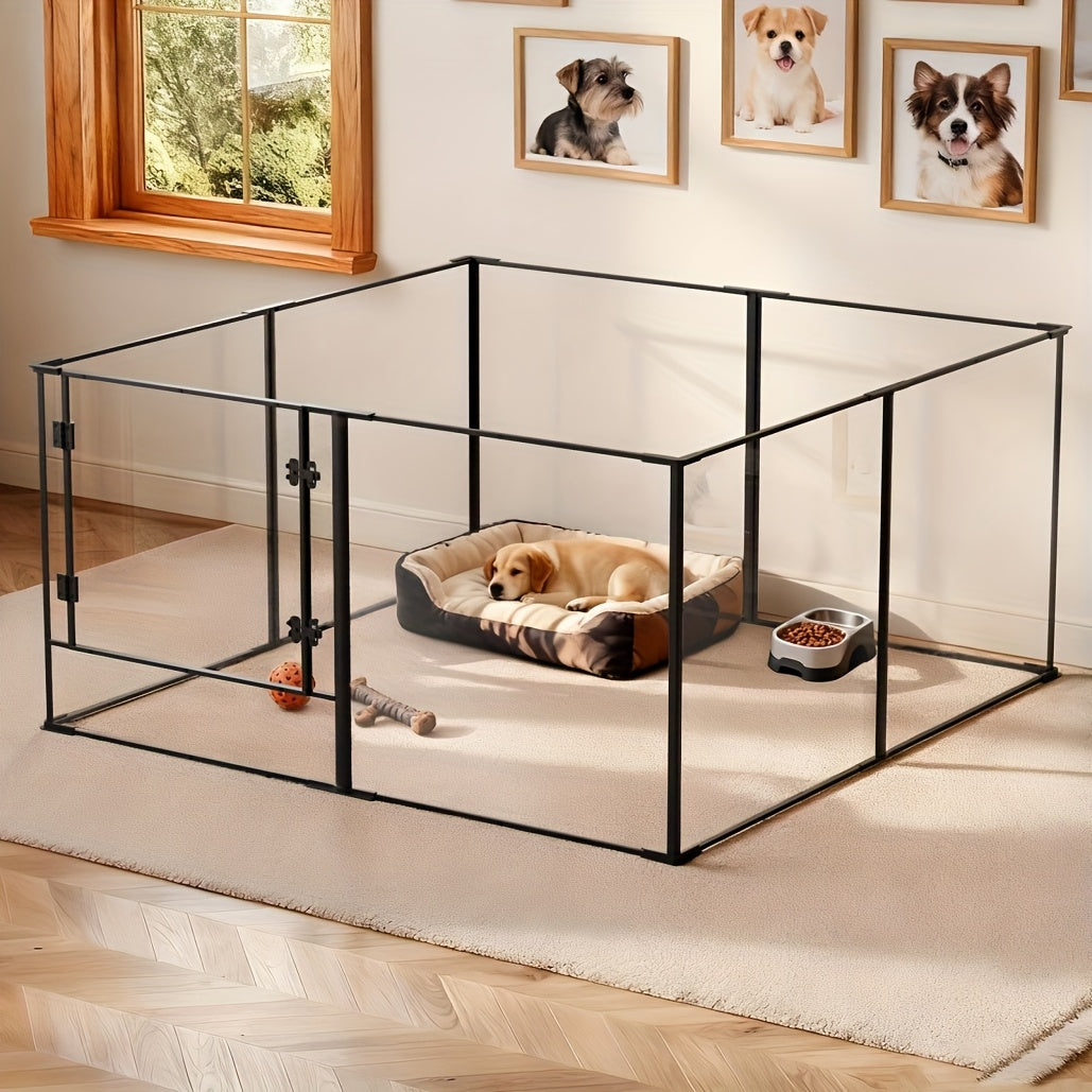 Hondenren – Puppyren – Hondenbench – Dierenren – Konijnenren – Acryl – 122x122x61 cm – Opvouwbaar – Met Deur