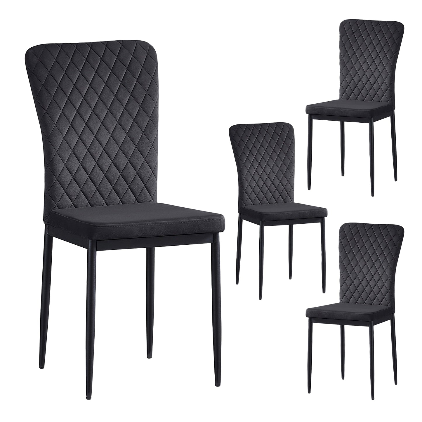 Eetkamerstoel – Stoel – Dining Chair – Zwarte Stoel – Armless Stoel – Velvet Bekleding – Hoge Rugleuning – Zacht Zitvlak