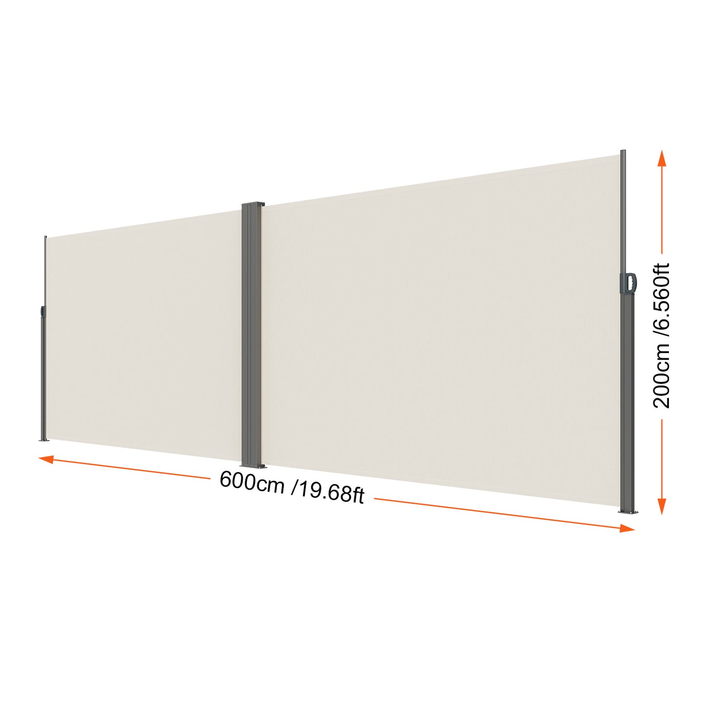Uitschuifbaar Zijscherm – Privacyscherm – Windscherm – Terrasscherm – Balkonafscheiding – 200x600 cm – Weerbestendig Polyester