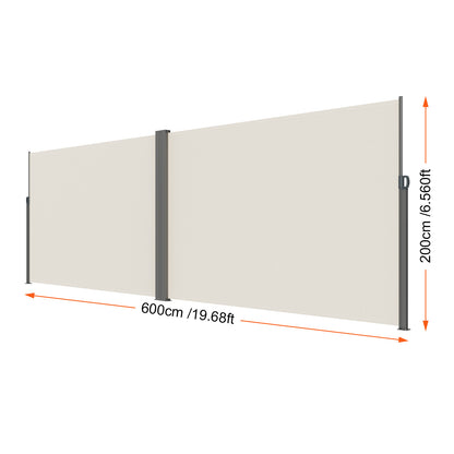 Uitschuifbaar Zijscherm – Privacyscherm – Windscherm – Terrasscherm – Balkonafscheiding – 200x600 cm – Weerbestendig Polyester