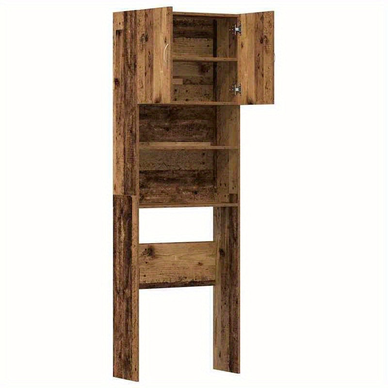 Wasmachinekast – Wasmachineombouw – Wasmachineberging – Opbergkast – Kast Voor Wasmachine – Nostalgisch Oud Hout Design – Afmetingen 64x24x190 cm – Bruin